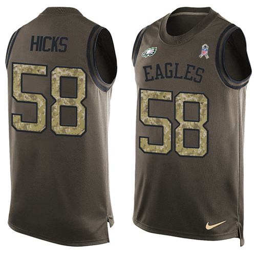 Nike Eagles #58 Jordan Hicks Green Men's Stitched NFL Limited Salute To Service Tank Top Jersey - Click Image to Close